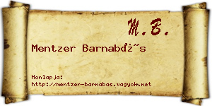 Mentzer Barnabás névjegykártya